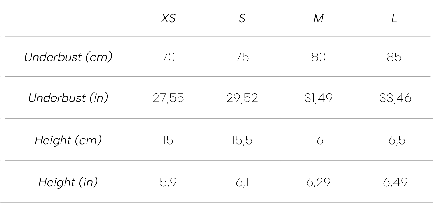 Measurements Triangle Bra